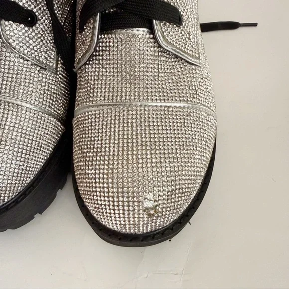 Poster Girl Dolls Kill Billionaire Bling Rhinestone Combat Boots Size 8 - Picture 4 of 10